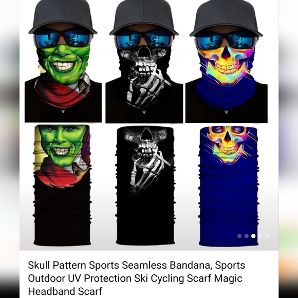 5/25 Green or white skull face Sports Seamless Bandana Sport gator UV Protection - Picture 7 of 11